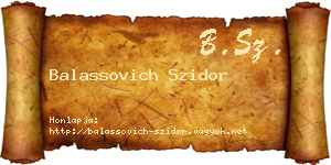 Balassovich Szidor névjegykártya